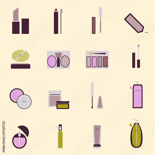 Set of cosmetic nude tone icons