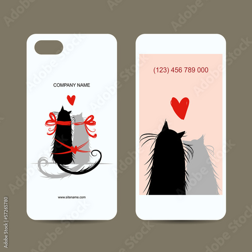 Mobile phone cover back and screen, love cats for your design