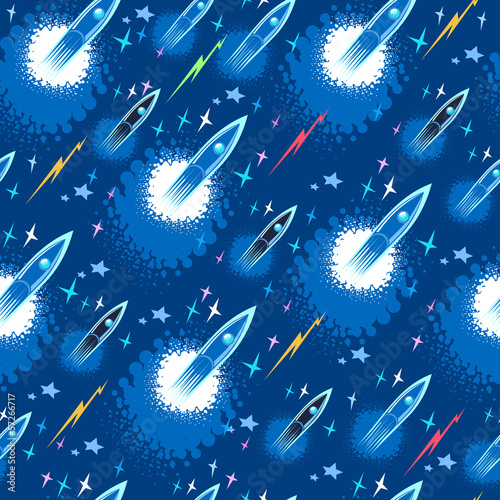 seamless pattern with space launch