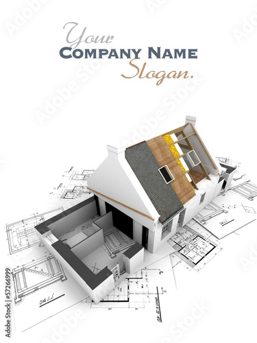 House with exposed roof lay...