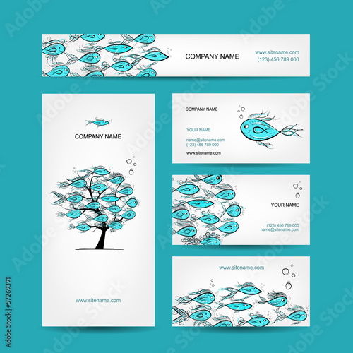 Business cards design, marine theme
