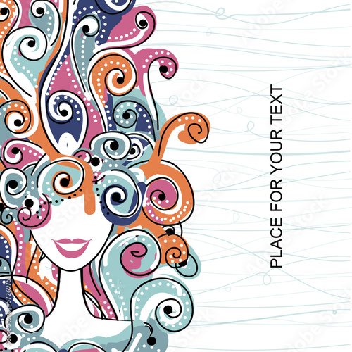 Wavy hairstyle, female head for your design