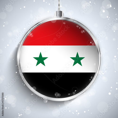 Merry Christmas Silver Ball with Flag Syria