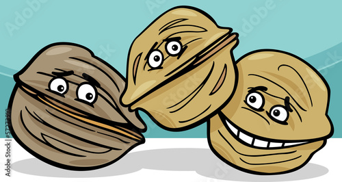 walnuts nuts cartoon illustration