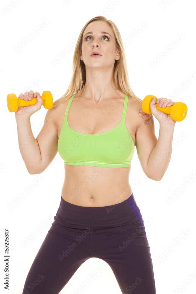 fitness woman green bra weights lifting fitness woman green bra weights lifting