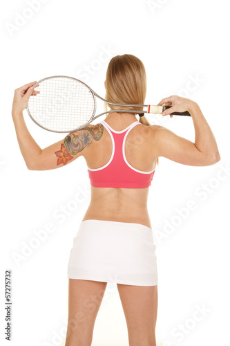 woman pink bra back tennis © Poulsons Photography
