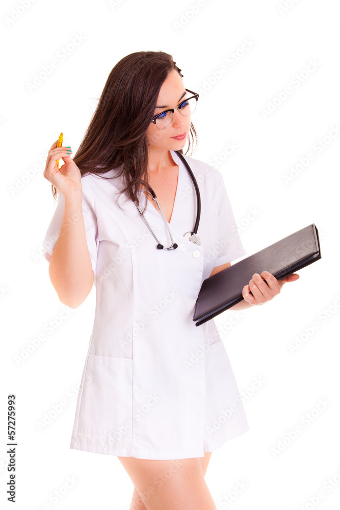 Doktor medical healthcare girl isolated on white background Doktor medical healthcare girl isolated on white background