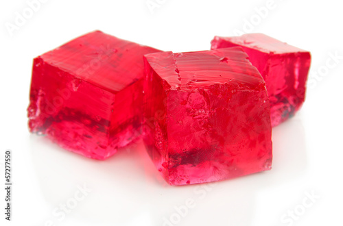 Tasty jelly cubes isolated on white