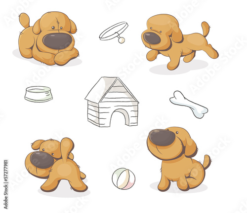 Set of cute teddy dogs