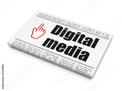 Marketing news concept: newspaper with Digital Media and Mouse C