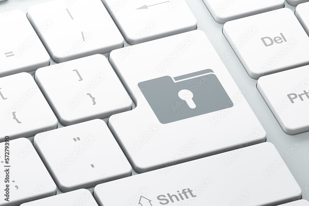 Finance concept: Folder With Keyhole on computer keyboard backgr Finance concept: Folder With Keyhole on computer keyboard backgr