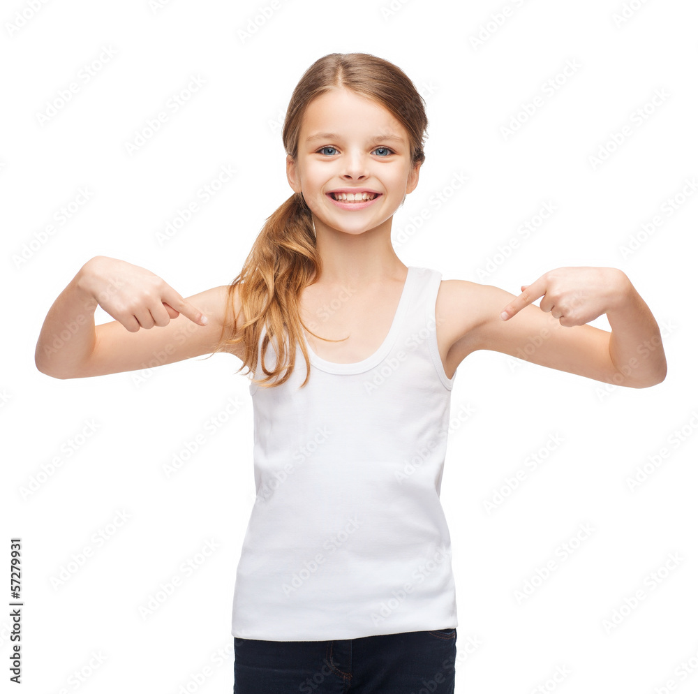 smiling teenage girl in blank white shirt smiling teenage girl in blank white shirt