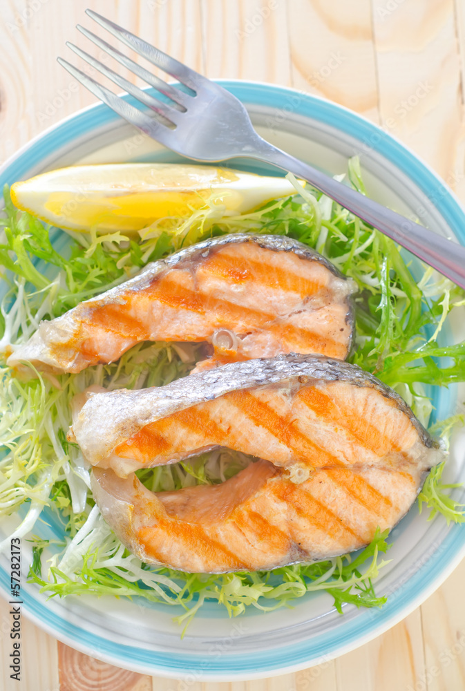 salmon and salad