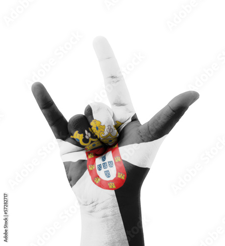 Hand making I love you sign, Ceuta flag painted
