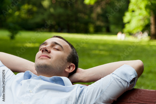 Man sits on bench