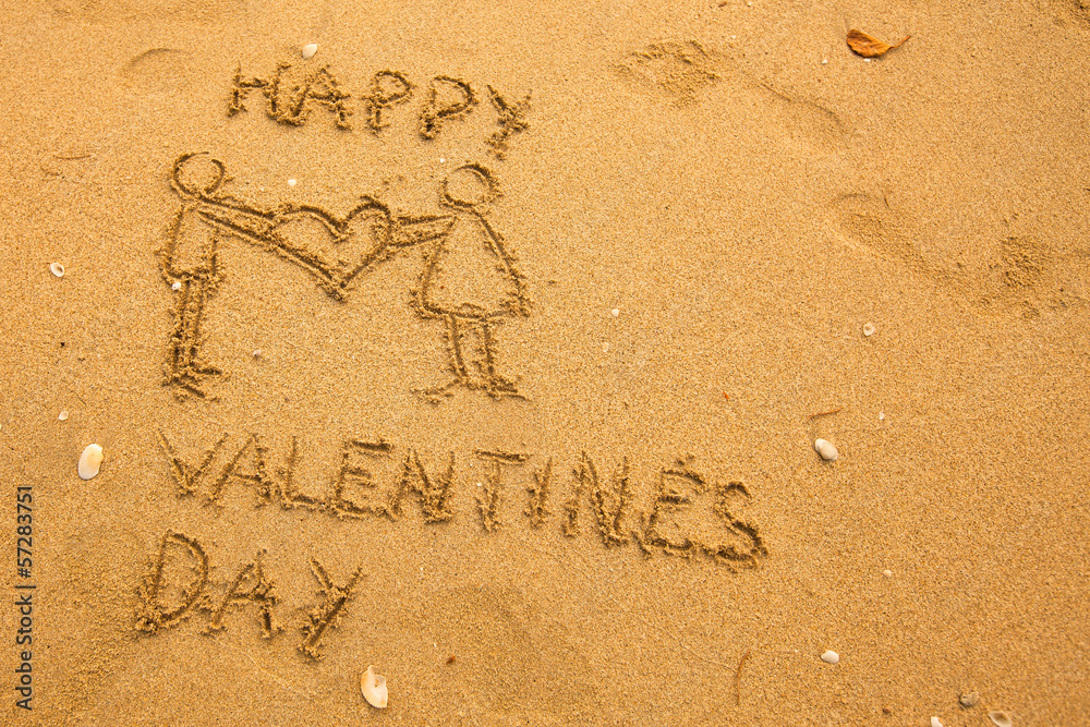 Fototapeta premium Happy Valentine's Day and a pair holding a big heart .