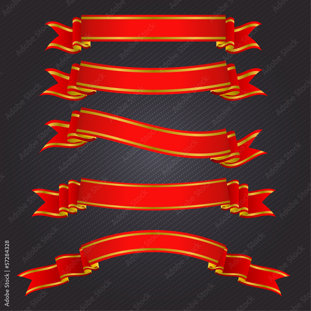 Set of red vector ribbons