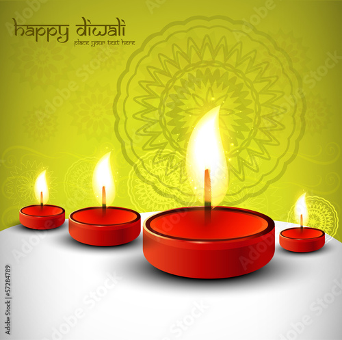 Diwali festival with beautiful lamps background vector