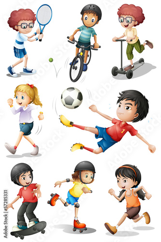 Kids engaging in different sports activities