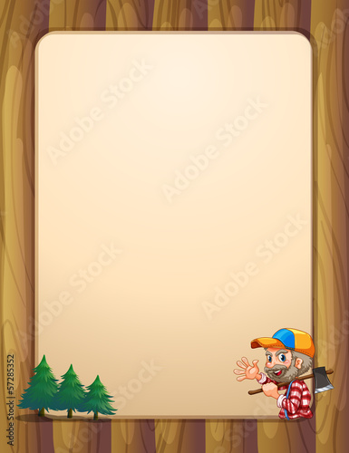 An empty template with a lumberjack carrying an axe