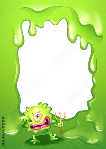 A green border design with a green death monster