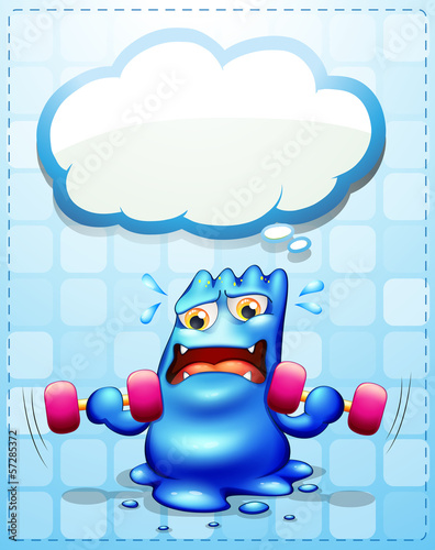 A monster exercising with an empty callout template