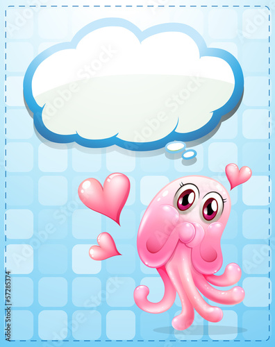 A pink monster with an empty thought