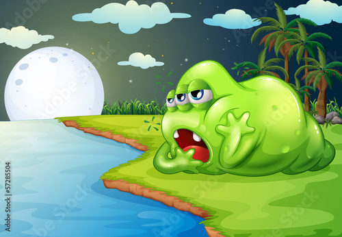 A sleepy monster at the riverside
