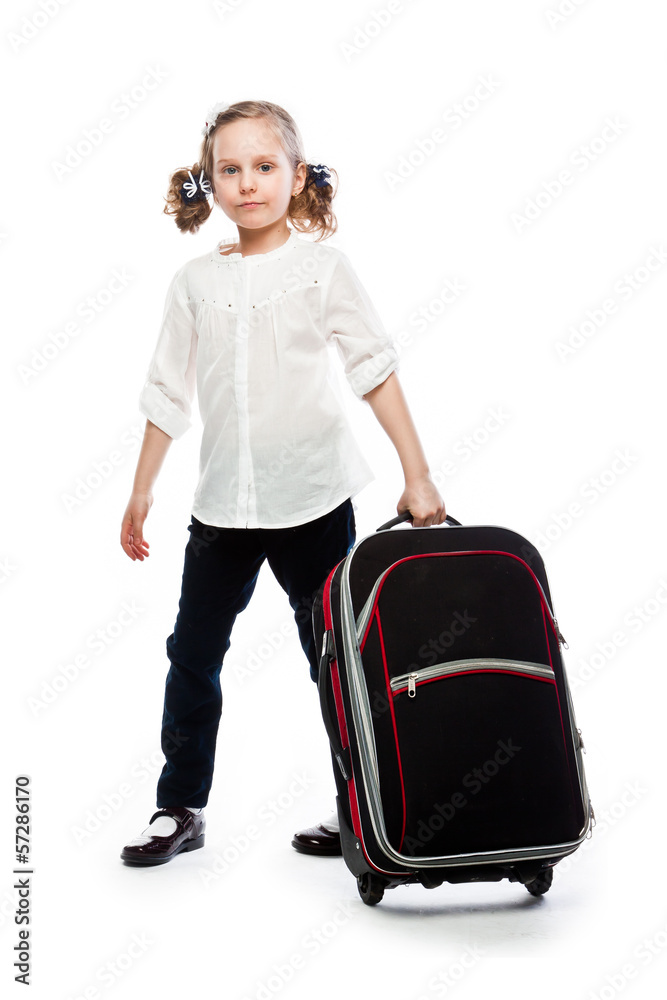 beautiful girl with a blue suitcase beautiful girl with a blue suitcase
