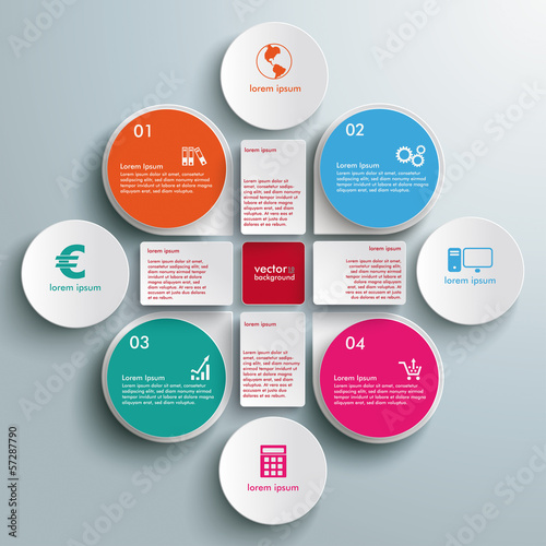 Infographic Colored Drops Cross Rectangles 4 Circles