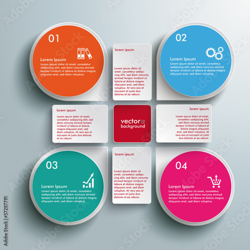 Infographic Colored Drops Cross Rectangles 4 Options