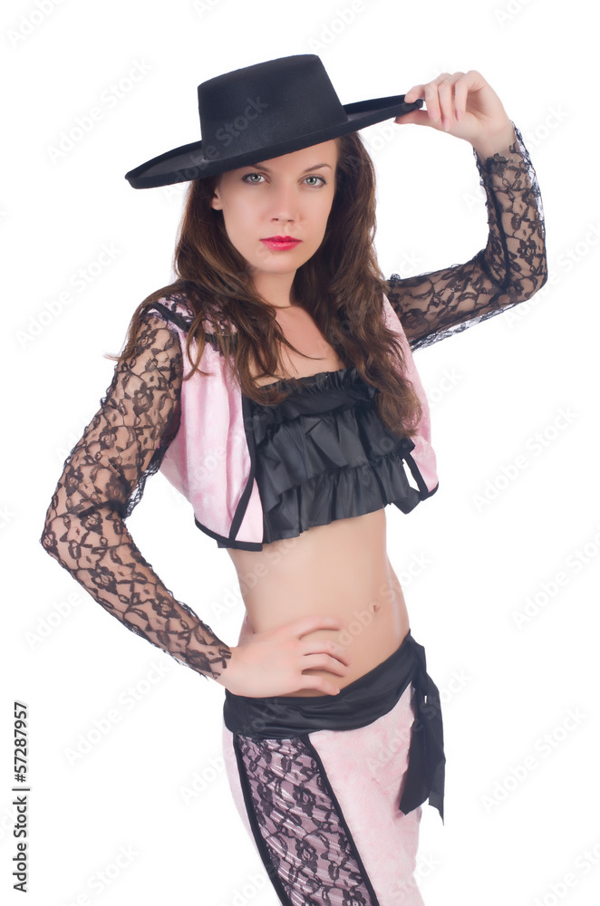 Woman toreador isolated on the white Woman toreador isolated on the white