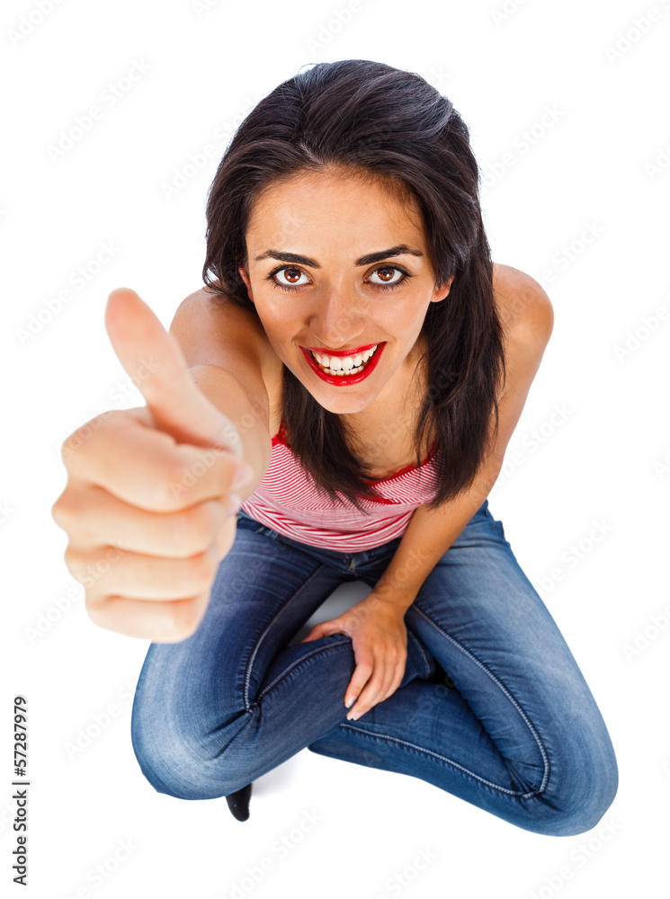 Obraz premium Thumbs up from Smiling Girl
