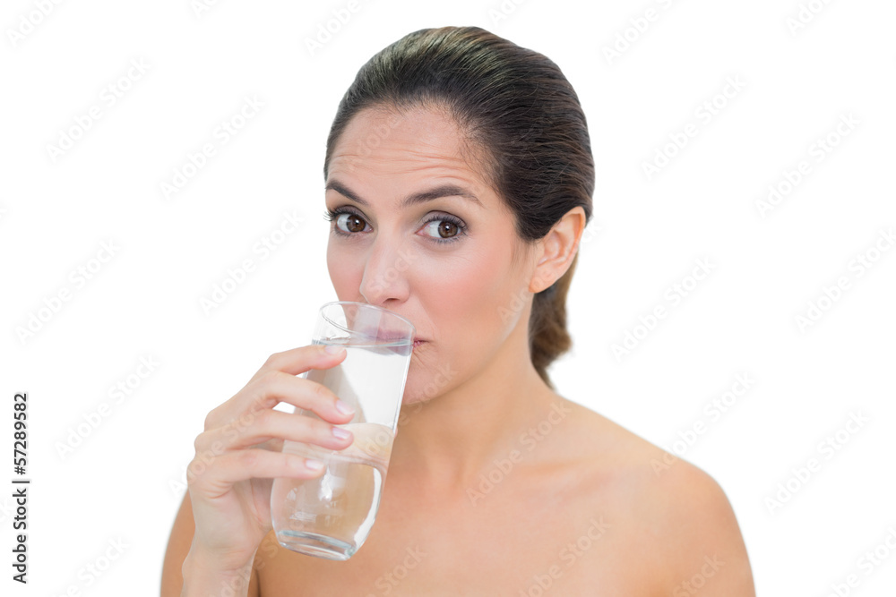 Content bare brunette drinking glass of water Content bare brunette drinking glass of water