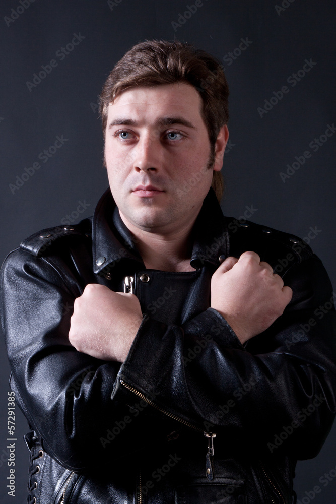 Obraz premium young man in a leather jacket