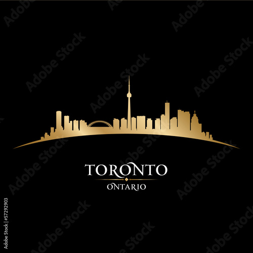 Toronto Ontario Canada city skyline silhouette black background