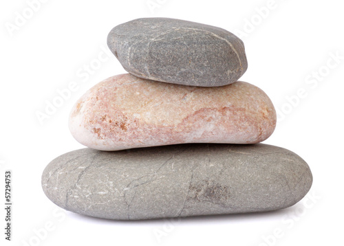 Photography pile of three stones over white