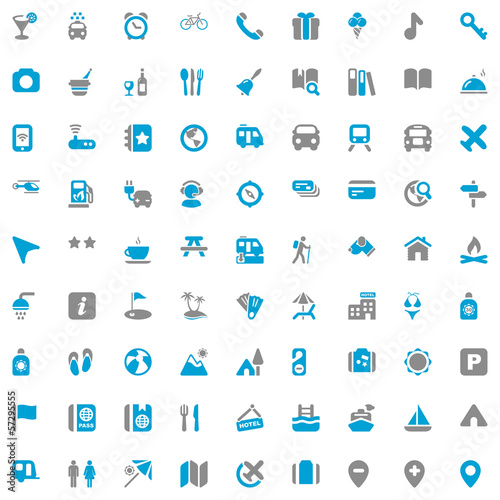 travel iconset blue & gray