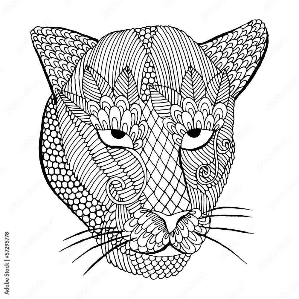 Obraz premium Embroidery Leopard head