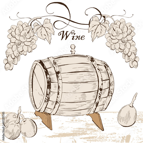 Barrel with grapes
