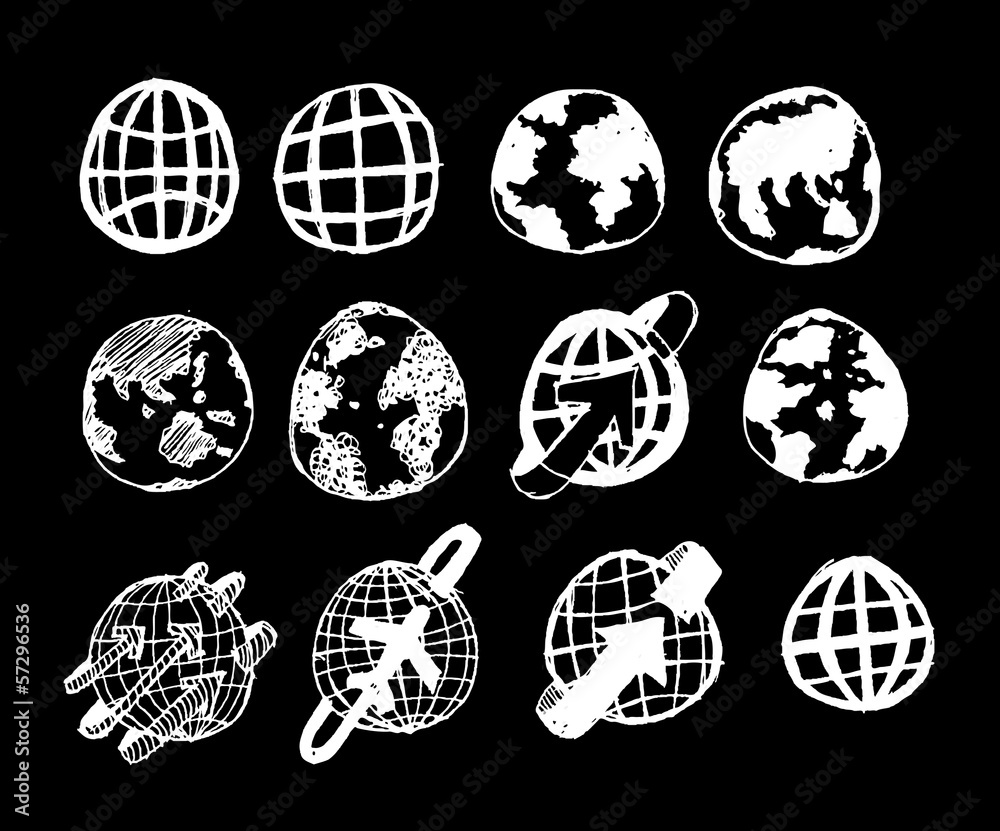 Globe earth vector icons set
