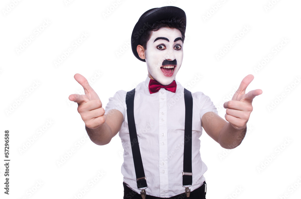 Personification of Charlie Chaplin on white Personification of Charlie Chaplin on white