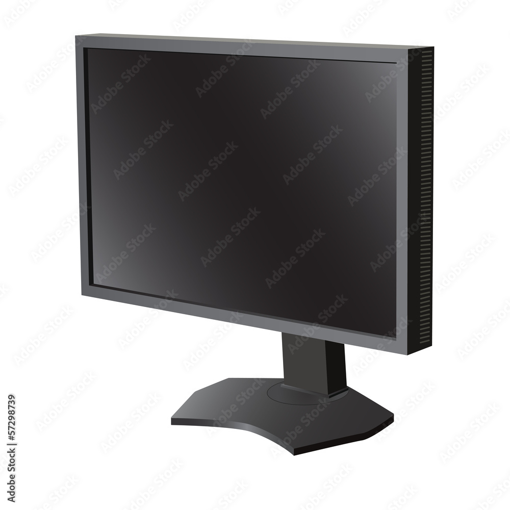 Black lcd tv monitor on white background. Vector illustration Black lcd tv monitor on white background. Vector illustration