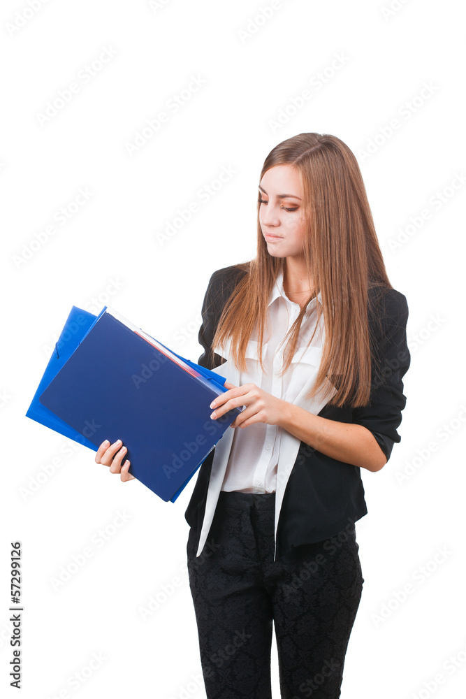 Young attractive businesswoman with folders Young attractive businesswoman with folders