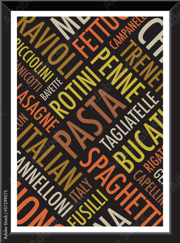 a4 pasta background on a black frame