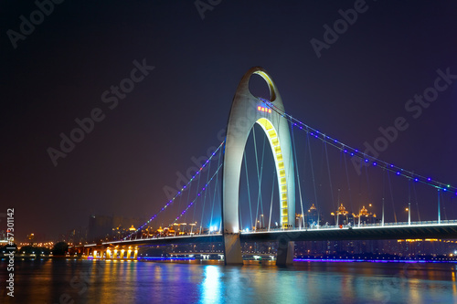 Night scene of Liede bridge with brilliant spot light in Guangzh © Cozyta