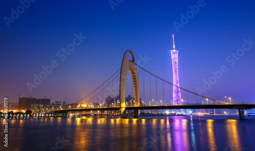 Zhujiang River and modern building of financial district at nigh