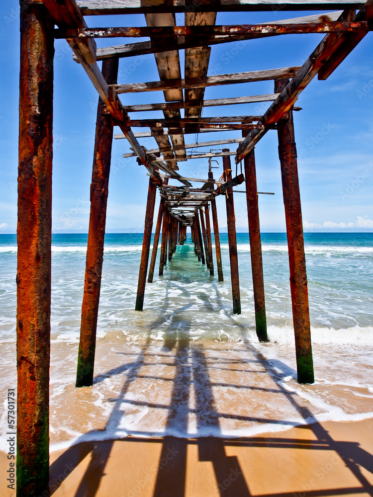 ld wooden bridge at the beach, Phuket, Thailand ld wooden bridge at the beach, Phuket, Thailand