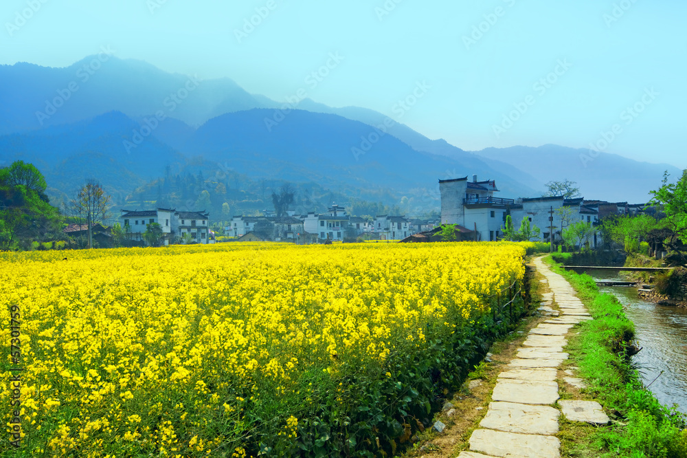 Rural landscape in wuyuan county, jiangxi province, china.