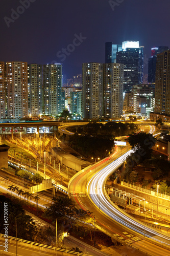 highway and traffic at night, hongkong